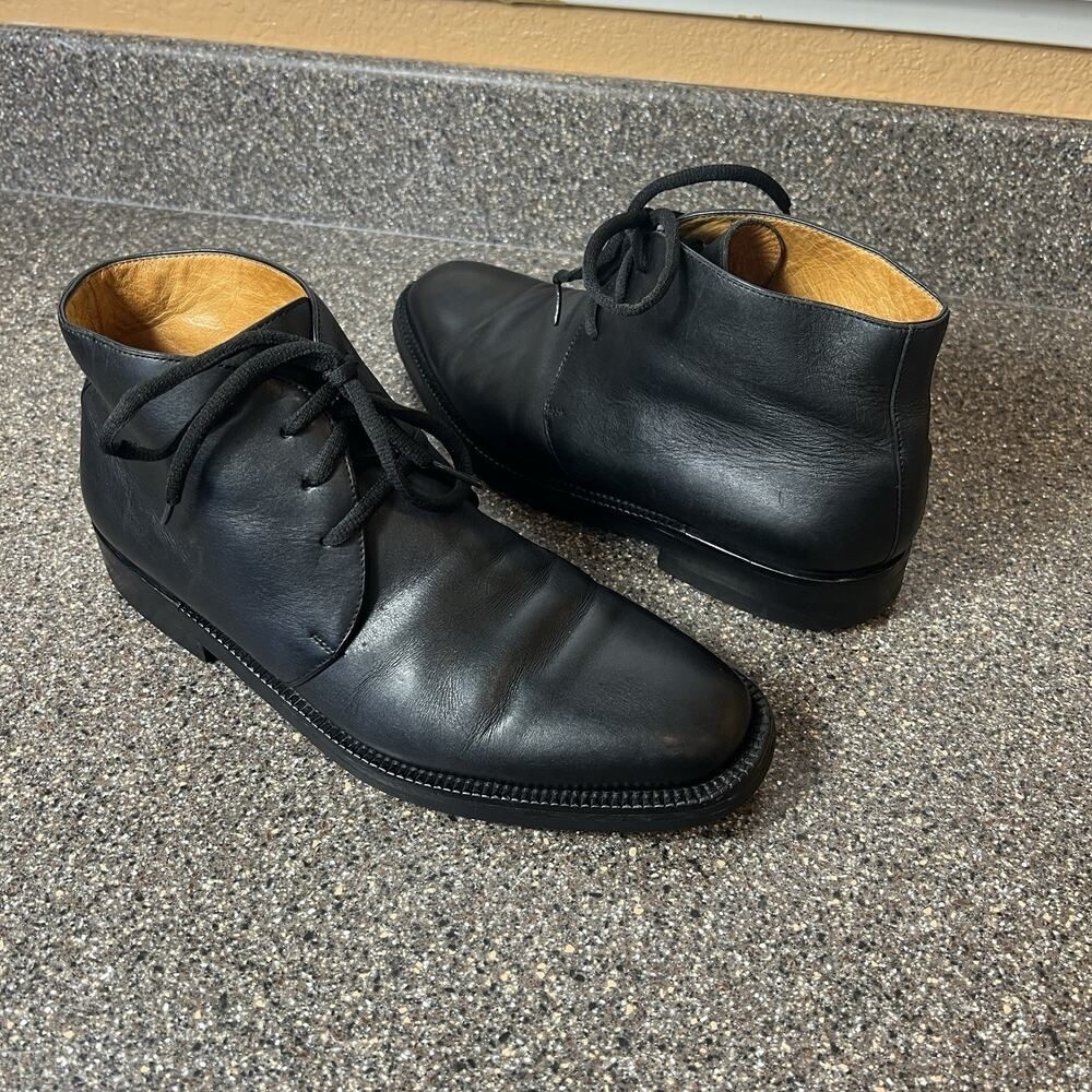Sutor Mantellassi Men's Size 10 Black Leather Ankle Boots Lace Up Made In Italy